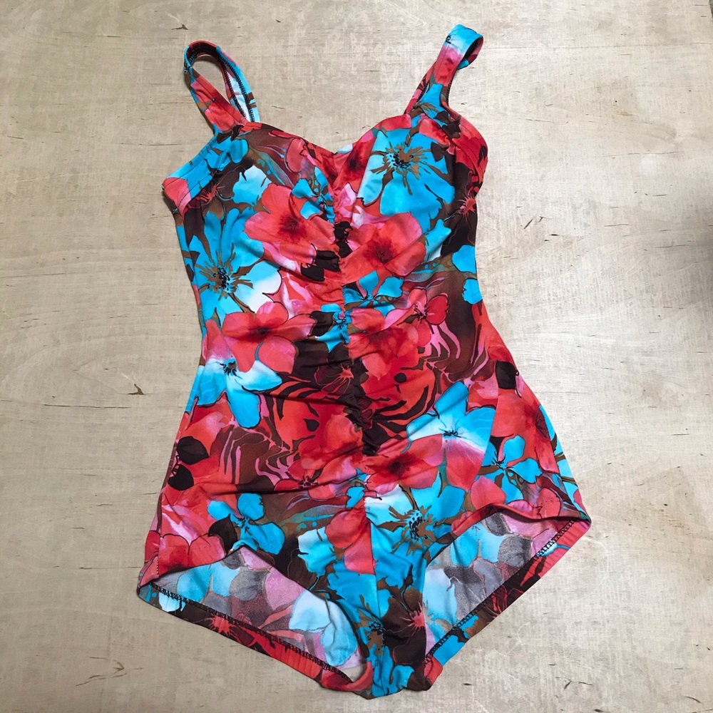 Maxine Of Hollywood | Swim | Maxine Of Hollywood Blue Floral One Piece Swimsuit Womens 22 Slimming 65fcd8cef625337a40d6757a - View #4